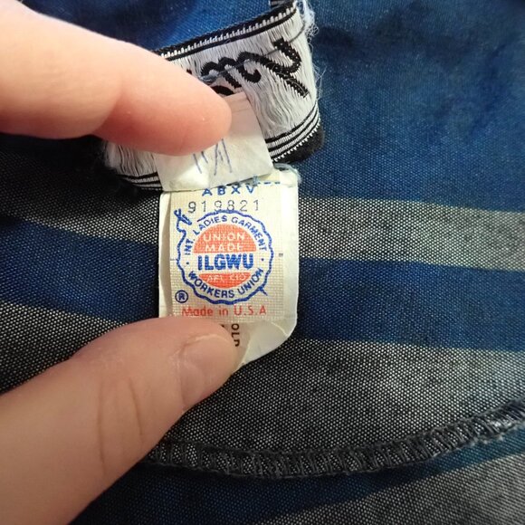 Cute striped puff sleeve 80s-does-50s blouse - Picture 4 of 8